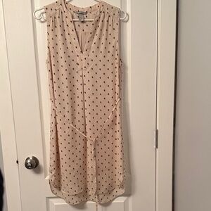 Sleeveless Cream Leaf Print Dress